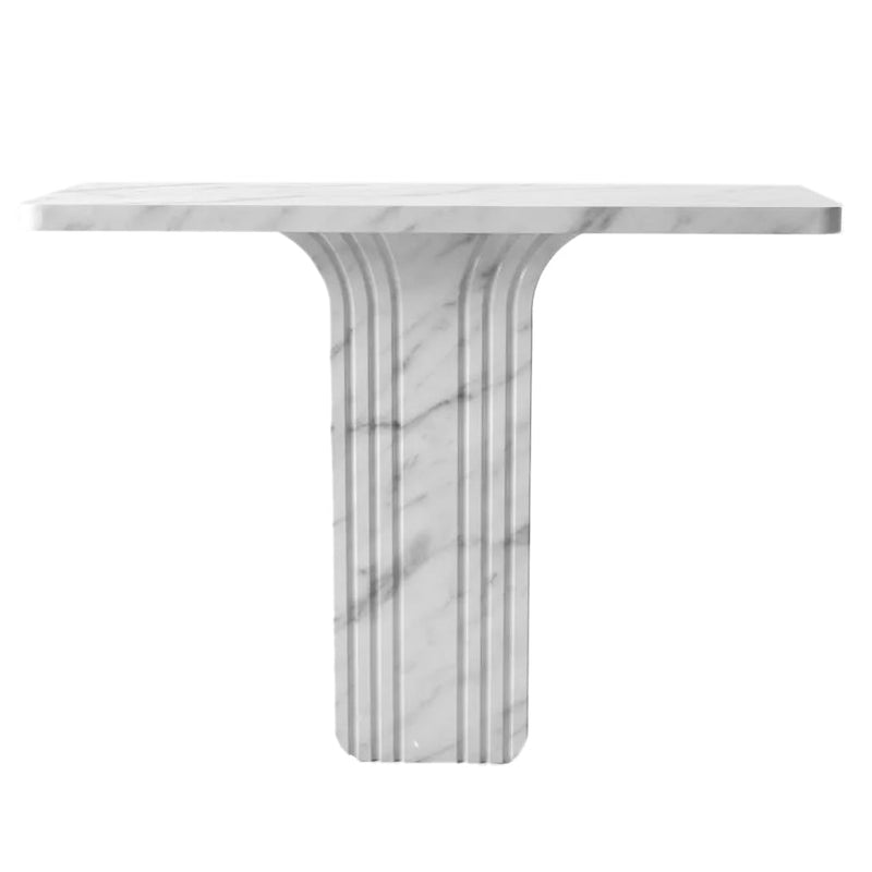 Carrara White Marble Designer Console Polished (W)15" (L)40" (H)32" front view