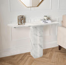 Carrara White Marble Designer Console Polished (W)15" (L)40" (H)32" magazines candle and frame on top