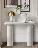 Carrara White Marble Console Table with Arched Round Legs - Polished 40 Inches