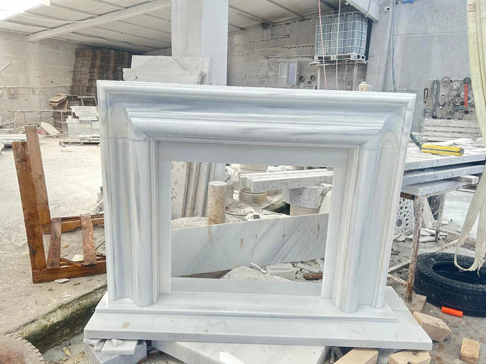 Carrara White Marble Hand-carved Fireplace Polished (W)14" (L)67" (H)69"