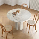 Carrara White Marble Round Dining Table with Marble Legs Polished 48 Inch Diameter