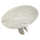 Carrara White Marble Round Dining Table with Marble Legs Polished 48 Inch Diameter