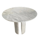 Carrara White Marble Round Dining Table with Marble Legs Polished 48 Inch Diameter
