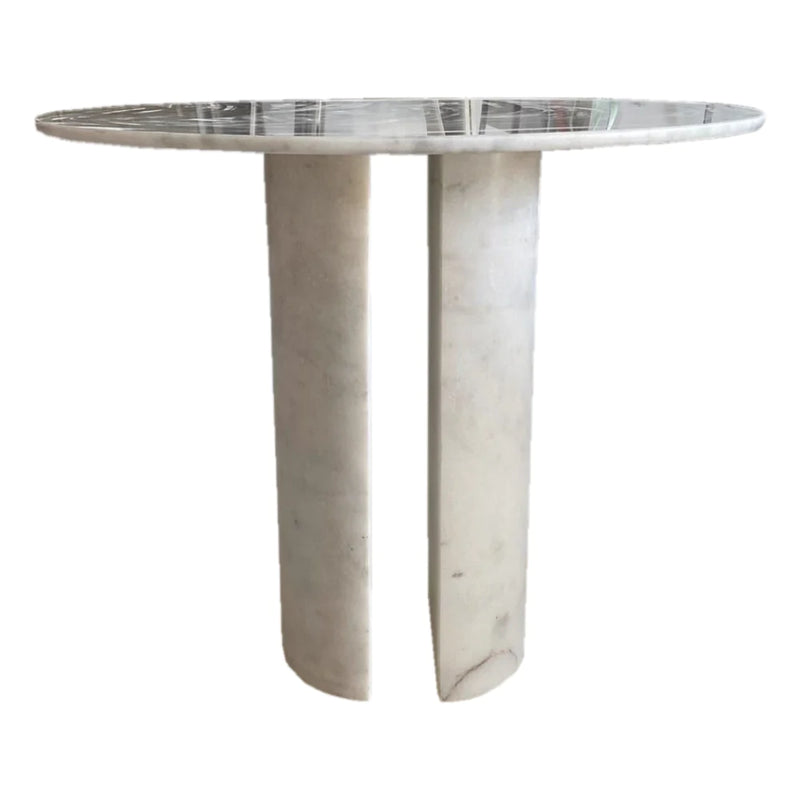 Carrara White Marble Round Dining Table with Round Marble Legs (D)48" (H)36"
