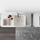White Carrara Marble Square Vessel Sink Above Counter Handcrafted Polished