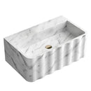 Wall Mount Carrara Marble Bathroom Sink White Fluted Design Vanity