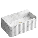 Wall Mount Carrara Marble Bathroom Sink White Fluted Design Vanity