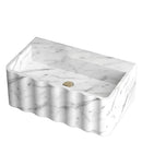 Wall Mount Carrara Marble Bathroom Sink White Fluted Design Vanity