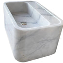 Genuine Carrara White Marble Rectangular Wall-Mount Bathroom Sink 16 By 24 Inches