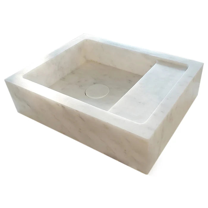 Carrara White Marble Wall-mount Bathroom Sink (W)14" (L)18" (H)5"