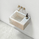 White Marble Wall Mount Bathroom Sink 14x18 Handcrafted Rectangle