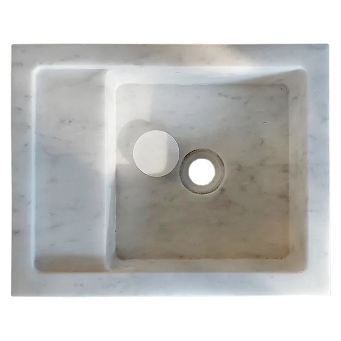 Carrara White Marble Wall-mount Bathroom Sink (W)14" (L)18" (H)5"