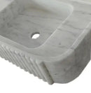 Carrara White Wall Mount Bathroom Vanity Sink With Fluted Marble