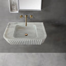 Carrara White Wall Mount Bathroom Vanity Sink With Fluted Marble
