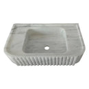 Carrara White Wall Mount Bathroom Vanity Sink With Fluted Marble