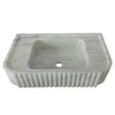 Carrara White Wall Mount Bathroom Vanity Sink With Fluted Marble