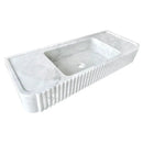 Carrara White Marble Fluted Wall Mount Bathroom Vanity Sink 16Inch