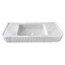Carrara White Marble Fluted Wall Mount Bathroom Vanity Sink 16Inch