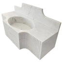 Wm4750r Fluted Modern White Marble Wall Mount Bathroom Sink 48 Inch With Backsplash