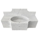 Wm4750r Fluted Modern White Marble Wall Mount Bathroom Sink 48 Inch With Backsplash
