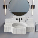 Wm4750r Fluted Modern White Marble Wall Mount Bathroom Sink 48 Inch With Backsplash