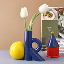 GobekUsa Cartoon Abstract Ceramic Vase with Cut-out Letter Design