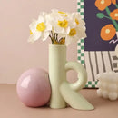 GobekUsa Cartoon Abstract Ceramic Vase with Cut-out Letter Design
