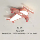GobekUsa Cartoon Aircraft Ceiling Fan Light for Modern Children's Bedroom
