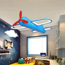 GobekUsa Cartoon Airplane Kids Room Chandelier - Creative Boys Bedroom Pendant Light