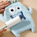 Cartoon animal coral velvet monster hand towel set kitchen decor by Decorbites