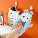 Cartoon animal coral velvet monster hand towel set kitchen decor by Decorbites