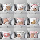 Cartoon animal printed pillowcase white & pink bedroom cushion cover by Decorbites