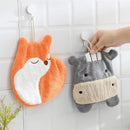Cartoon animals coral velvet hand towel orange & gray bathroom decor by Decorbites