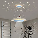 GobekUsa Cartoon Astronaut Chandelier UFO Ceiling Lamp for Kids Girl Boy Bedroom