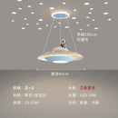 GobekUsa Cartoon Astronaut Chandelier UFO Ceiling Lamp for Kids Girl Boy Bedroom