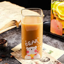 Cartoon bear pattern colorful glass coffee mug dining room tumbler by Decorbites