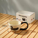 Cartoon big ear cup cream & black ceramic mug kitchen decor by Decorbites
