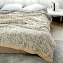 GobekUsa Cartoon Cat Bamboo Cotton Throw Blanket - Lightweight 4-Layer Knit Woven Blanket
