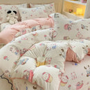 GobekUsa Cartoon Cat Floral Duvet Set, Girls' Pink Bedding Collection