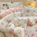 GobekUsa Cartoon Cat Floral Duvet Set, Girls' Pink Bedding Collection