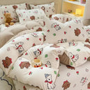 GobekUsa Cartoon Cat Floral Duvet Set, Girls' Pink Bedding Collection