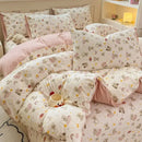GobekUsa Cartoon Cat Floral Duvet Set, Girls' Pink Bedding Collection
