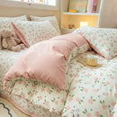 GobekUsa Cartoon Cat Floral Duvet Set, Girls' Pink Bedding Collection