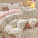 GobekUsa Cartoon Cat Floral Duvet Set, Girls' Pink Bedding Collection