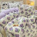 GobekUsa Cartoon Cat Floral Duvet Cover Set - Pink Kids Girls Bedroom Decor