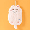Cartoon cat pink & gray microfiber hand towel kitchen cleaning cloth by Decorbites