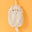 Cartoon cat pink & gray microfiber hand towel kitchen cleaning cloth by Decorbites