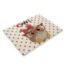 Cartoon cute owl animal dining table placemats set of 6 kitchen mats by Decorbites