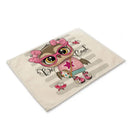 Cartoon cute owl animal dining table placemats set of 6 kitchen mats by Decorbites
