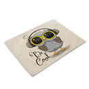 Cartoon cute owl animal dining table placemats set of 6 kitchen mats by Decorbites